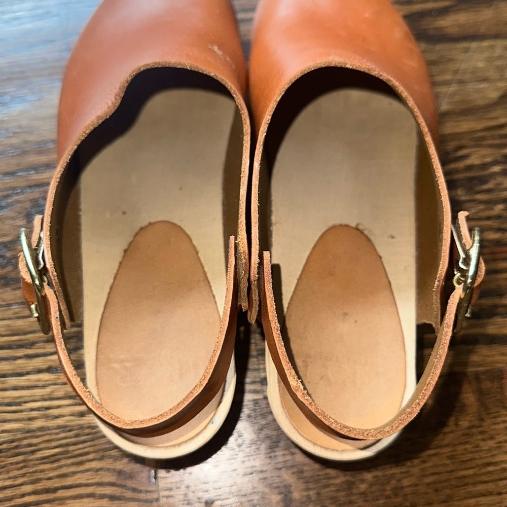 Classic Bryr Suzie Whisky Leather Clogs low heel 36 6.5 As is - Picture 5 of 11